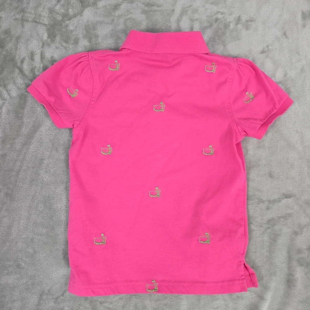 Masters Kids Girls Golf Polo XS (5-7) Pink AOP Logo